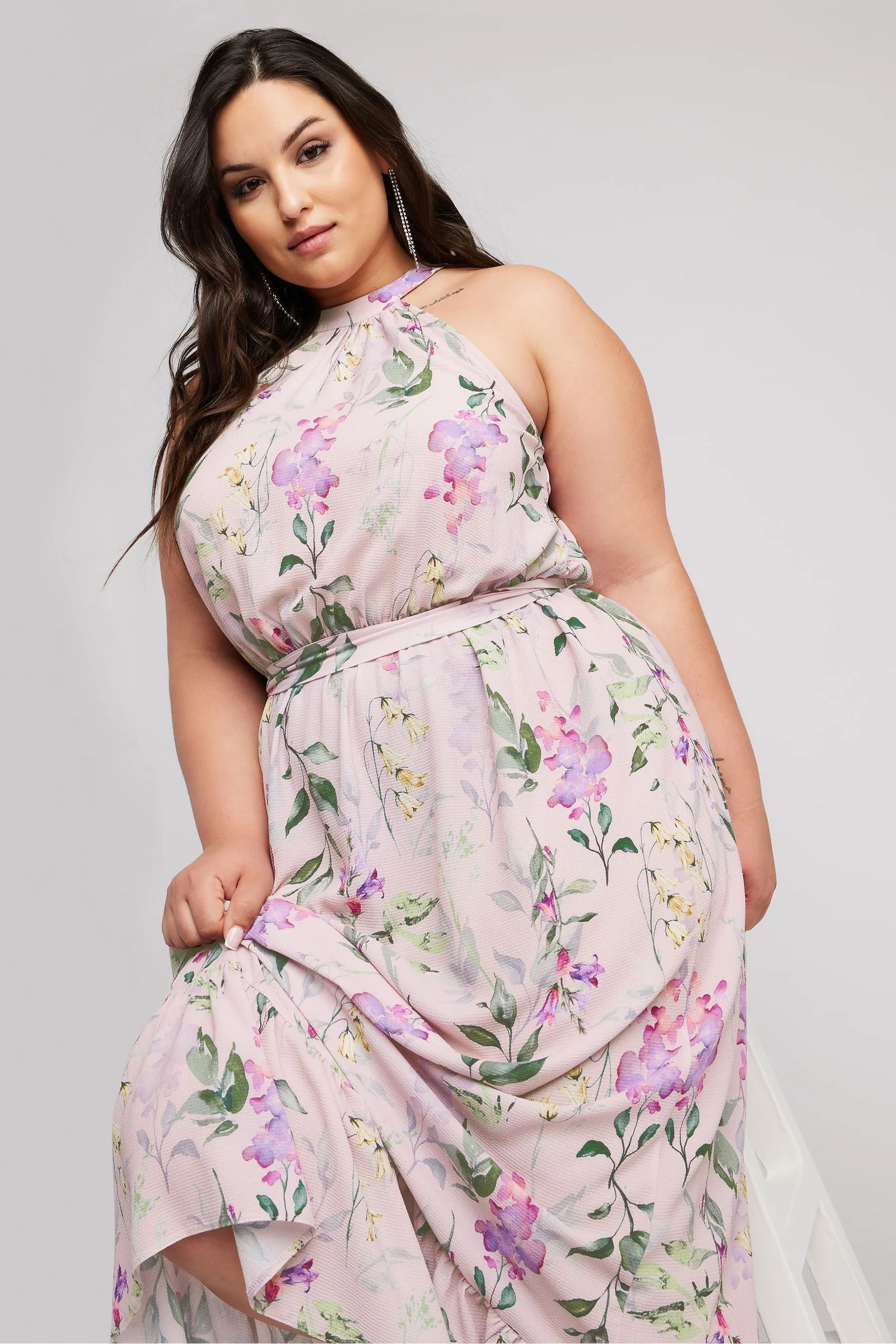 Yours Curve YOURS LONDON Curve - Rosa - Abito maxi con stampa floreale