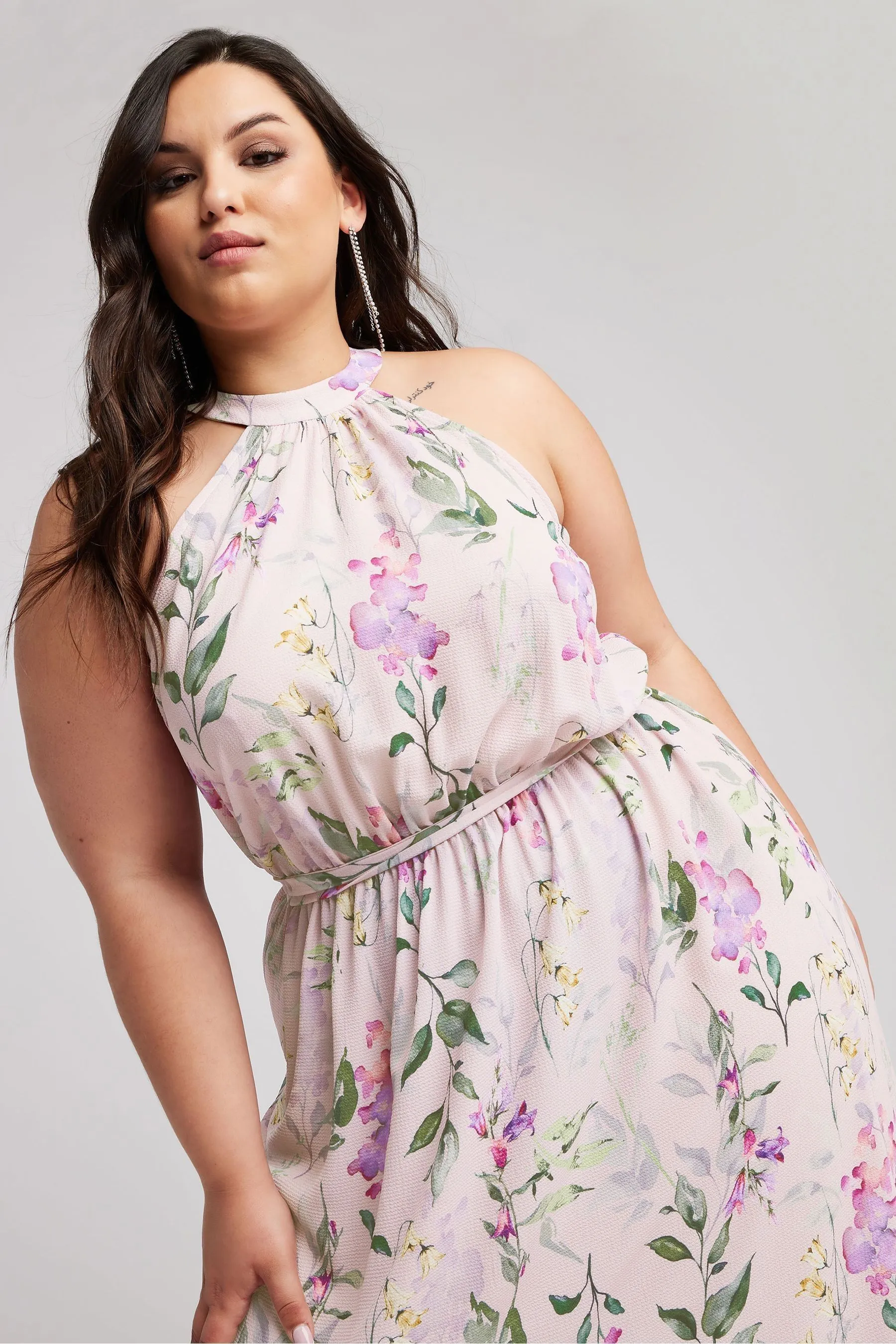 Yours Curve YOURS LONDON Curve - Rosa - Abito maxi con stampa floreale